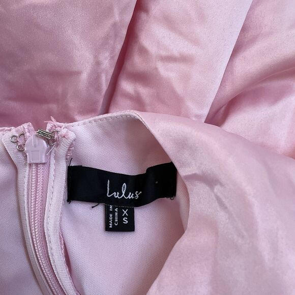 Lulus Regal Cutie Dress Women's XS Light Pink Mini Satin Bubble Hem NWOT - Picture 11 of 12